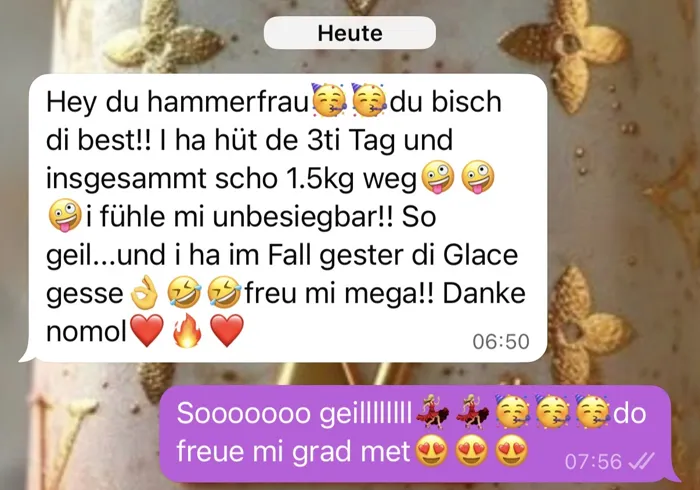 Original-Nachricht einer Kundin: Abnehmen
