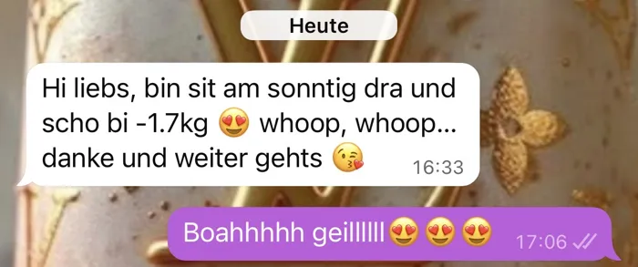 Original-Nachricht einer Kundin: Abnehmen