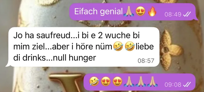 Original-Nachricht einer Kundin: Abnehmen