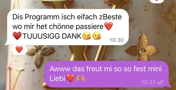 Original-Nachricht einer Kundin: Abnehmen