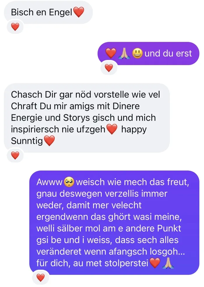 Original-Nachricht einer Kundin: Community